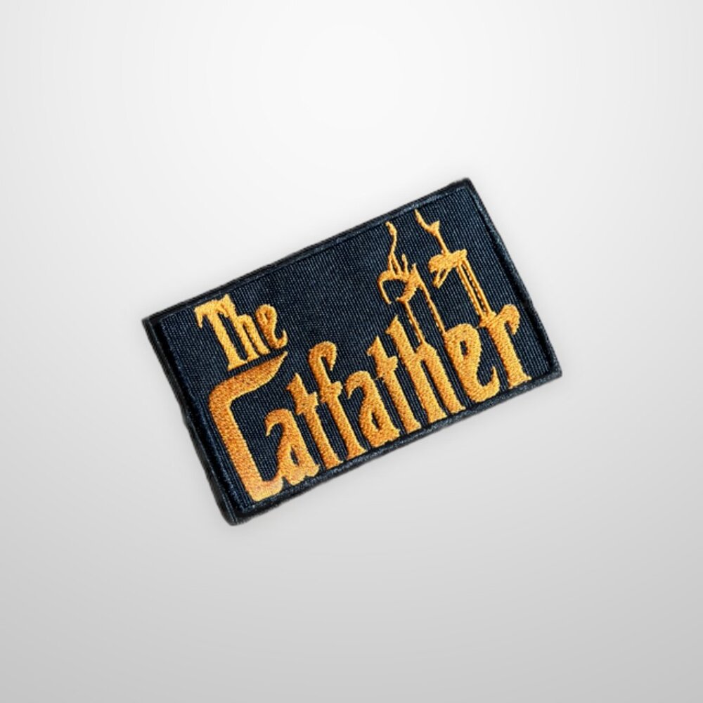 Funny movie and book themed parody embroidered patch for guys who love felines